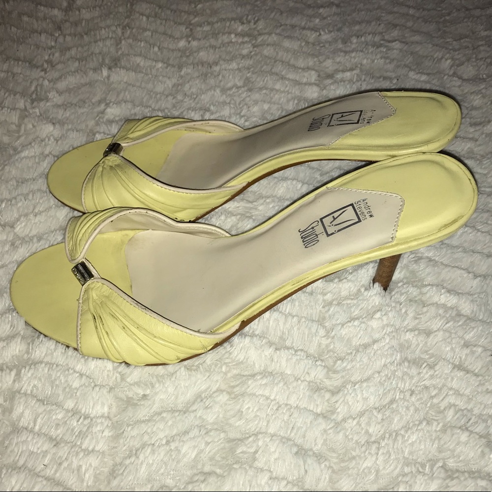 Andrew Stevens Leather Slide Sandal Yellow 8.5